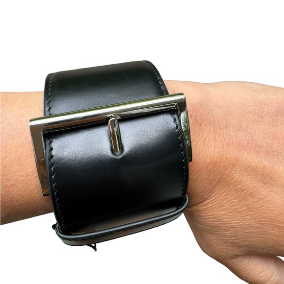 NWT***PRADA Black Leather Wide Cuff Wrist Buckle****$685 - Picture 3 of 4